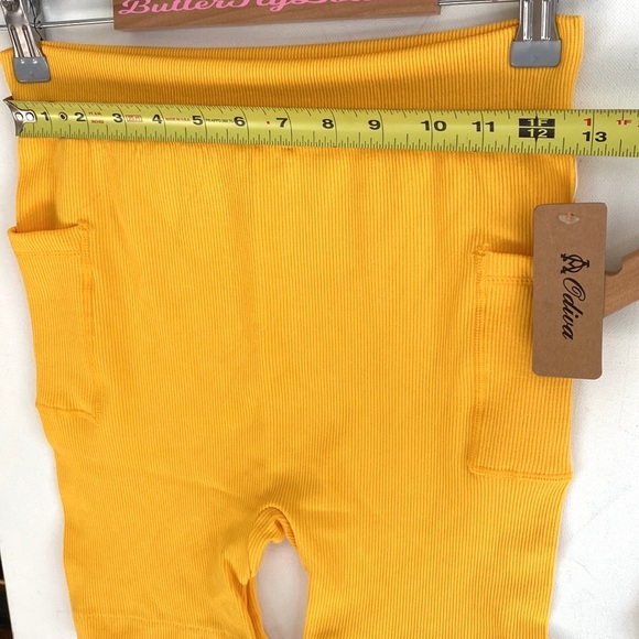 (AA4) Odiva Mustard Yellow Ribbed 2piece Tank top and Biker Short set,Sz XL, NWT - Picture 10 of 15